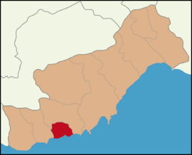 Map showing Aydıncık District in Mersin Province