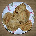 Puri (food), fried dough food at Wikipedia's 16th Birthday celebration in Chittagong (01)