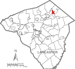 Reamstown's location in Lancaster County