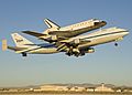 STS-126 Endeavour atop carrier aircraft