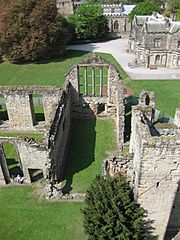 Ashb de la Zouch Castle main hall as seen from the tower