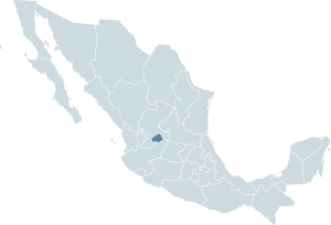 Location of the state of Aguascalientes