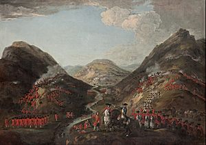 Peter Tillemans - The Battle of Glenshiel 1719. Figures probably include Lord George Murray, c 1700 - 1760; Rob Roy MacGregor, 1671 - 1734; and General Joseph Wightman, d. 1722 - Google Art Project