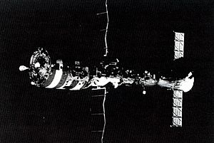 Salyut7 with docked spacecraft