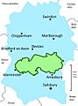 Wiltshire map with military training area on Salisbury Plain