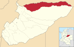 Location of the municipality and town of Hato Corozal in the Casanare Department of Colombia.