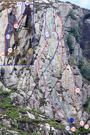 Glendalough Main Face Rock Routes