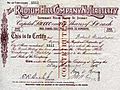 Radium Hill share certificate