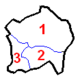 Map showing the three districts of Kigali