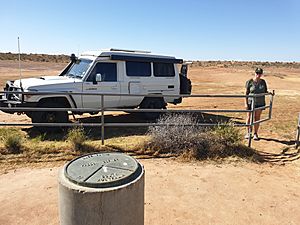 Survey marker on post, Haddon Corner, 2019