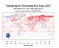 Temperature anomalies 2007