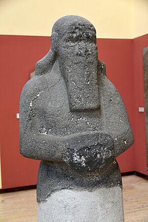 Unfinished basalt statue of Shalmaneser III. From Assur, Iraq. 858-824 BCE. Ancient Orient Museum, Istanbul