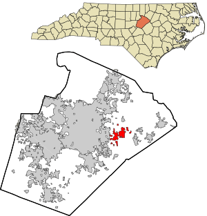 Location in Wake County and the state of North Carolina.