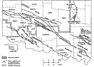 Wichita Uplift fault map