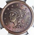 1850 large cent obverse