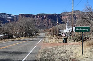 Entering from the east on State Highway 141