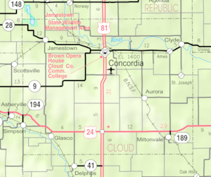 Map of Cloud Co, Ks, USA