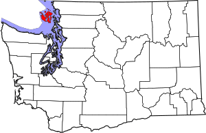 Map of Washington highlighting San Juan County