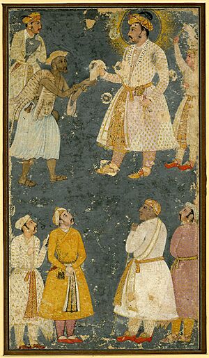 Emperor Jahangir receiving a petition from a fakir