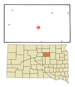 Location in Faulk County and the state of South Dakota