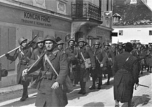 Italian Black Shirt battalion entering Yugoslavia