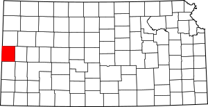 Map of Kansas highlighting Greeley County