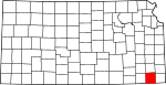 State map highlighting Labette County