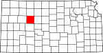 State map highlighting Trego County