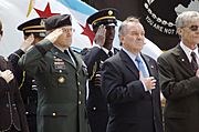 Daley at a wreath laying ceremony in Daley Plaza.