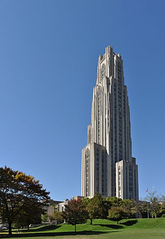 A 42-story Gothic Revival skyscraper