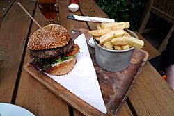 Hamburger and fries - Greenwich Union, Greenwich, London