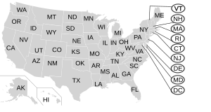 Labelled US map