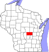 State map highlighting Waushara County