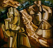 Marcel Duchamp, 1912, Le Roi et la Reine entourés de Nus vites (The King and Queen Surrounded by Swift Nudes), oil on canvas, 114.6 x 128.9 cm, Philadelphia Museum of Art