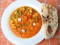 Matar Panir mit Chapati - Mutter Paneer with chapati