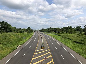 2021-07-19 10 59 17 View north along U.S. Route 206 Bypass (Hillsborough Bypass-Peter J Biondi Memorial Bypass) from the overpass for Somerset County Route 514 (Amwell Road) in Hillsborough Township, Somerset County, New Jersey