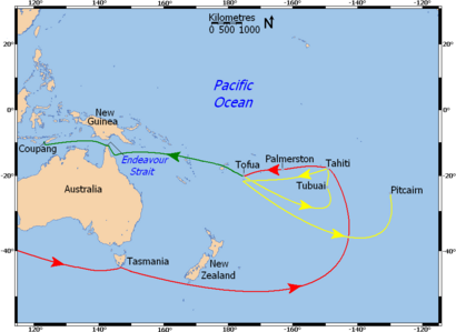 Bounty Voyages Map