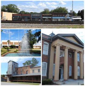 Top, left to right: Downtown Central, Southern Wesleyan University, Central Roller Mills, Central High School