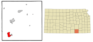 Location within Cowley County and Kansas