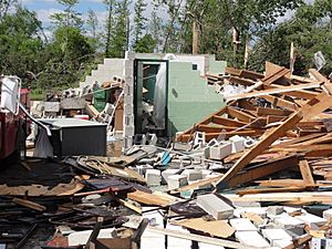 EF3 damage to a building NW of Brent, Alabama