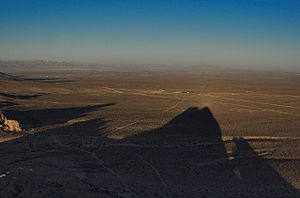 Overlooking the area where Freeman Junction once stood. The town of Ridgecrest is visible in the background