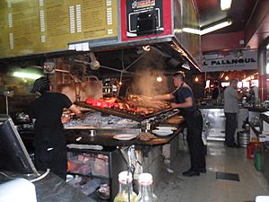 Grilling sauages in Montevideo