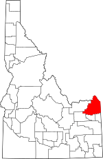 Map of Idaho highlighting Fremont County