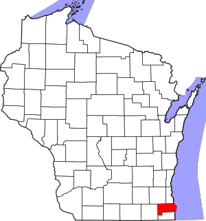 Map of Wisconsin highlighting Racine County