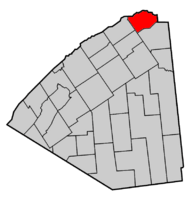 Map highlighting Massena's location within St. Lawrence County.