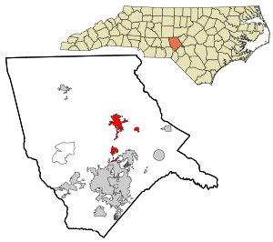 Location in Moore County and the state of North Carolina.