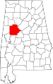 State map highlighting Tuscaloosa County