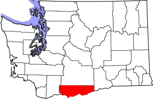 Map of Washington highlighting Klickitat County