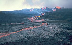 Aa channel flow from Mauna Loa