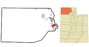 Location in Box Elder County and the state of Utah